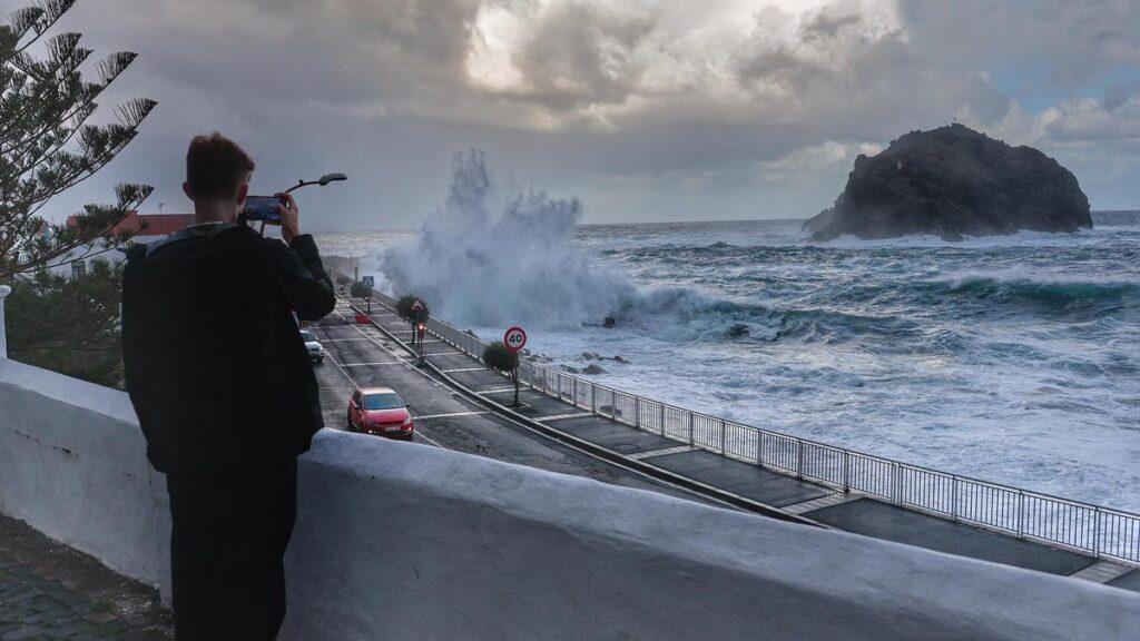 storm emilia rough seas canary islands coast